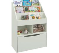 HOMCOM Bibliothèque pour enfants Étagère pour enfants avec tiroir, 3 compartiments de rangement et 2 compartiments ouverts, étagère de rangement pour chambre d'enfant, salle de jeux, vert clair, 60 x