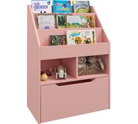 HOMCOM Bibliothèque pour enfants Étagère pour enfants avec tiroir, 3 compartiments de rangement et 2 compartiments ouverts, étagère de rangement pour chambre d'enfant, salle de jeux, rose, 60 x 29,9 x