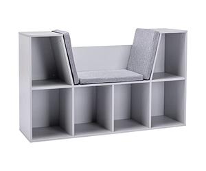 HOMCOM Bibliothèque pour Enfants, Meuble de Rangement, Buffet de Salon avec Six Compartiments pour Jouets, Livres - Gris
