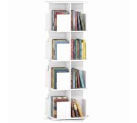 HOMCOM Bibliothèque Rotative 360° à 4 Niveaux 39 x 39 x 128,3 cm Blanc
