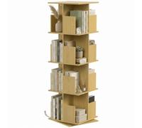 HOMCOM Bibliothèque Rotative 360° à 4 Niveaux 39 x 39 x 128,3 cm Chêne | Bibliothèque Étagère Rangement, 16 Compartiments, Meuble de Rangement, Salon, Bureau, Chambre
