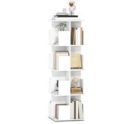 HOMCOM Bibliothèque rotative à 4 Niveaux, bibliothèque étagère Rangement avec 16 Compartiments, Meuble de Rangement pour Salon, Bureau, Chambre, 39 x 39 x 128,3 cm, Blanc