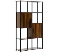 HOMCOM Bibliothèque style industriel 4 étagères et 2 portes en panneaux de particules et métal - dim. 90L x 30l x 159.5H cm
