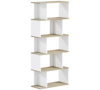HomCom Bibliothèque scandinave 5 étagères anti-basculement charge 25 kg 70x29,5x163 cm bois/blanc