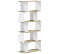 HomCom Bibliothèque scandinave 5 étagères anti-basculement charge 25 kg 70x29,5x163 cm bois/blanc