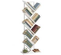 HOMCOM Bibliothèque sur pied avec 9 niveaux, étroite, en forme d'arbre, étagère de rangement, étagère d'angle de bureau, séparateur de pièce pour CD, DVD, albums, salon, chambre à coucher, bureau