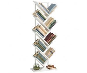 HOMCOM Bibliothèque sur pied avec 9 niveaux, étroite, en forme d'arbre, étagère de rangement, étagère d'angle de bureau, séparateur de pièce pour CD, DVD, albums, salon, chambre à coucher, bureau
