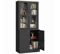 HOMCOM Bibliothèque Vitrine à 6 Niveaux 4 Portes 76 x 40 x 179 cm Noir