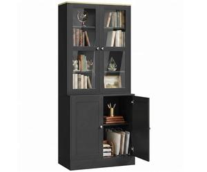 HOMCOM Bibliothèque Vitrine à 6 Niveaux 4 Portes 76 x 40 x 179 cm Noir
