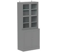 HOMCOM Bibliothèque vitrine, Meuble de Rangement à 6 Niveaux avec 4 Portes Dont 2 en Verre trempé, étagères réglables, Style Moderne, pour Salon, Bureau, Chambre, 76 x 40 x 178,5 cm, Blanc