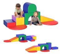 HOMCOM 7PCS Parcours motricité bébé, Jouet d'escalade, Mousse Blocs de Construction avec revêtement synthétique, Jouets éducatifs pour Enfants d'âge préscolaire, Multicolore
