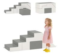 HOMCOM Blocs de Construction Souples en Mousse - Lot de 2 Géants pour Enfants de 1 à 3 Ans - Cuir Synthétique EPE