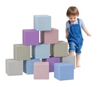 HOMCOM Blocs de Construction Souples Lot de 12 Blocs de Construction en Mousse Blocs de Construction géants Blocs de Construction en Mousse pour Enfants de 1 à 3 Ans Cuir synthétique EPE