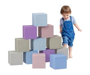 HOMCOM Blocs de Construction Souples Lot de 12 Blocs de Construction en Mousse Blocs de Construction géants Blocs de Construction en Mousse pour Enfants de 1 à 3 Ans Cuir synthétique EPE