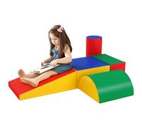 HOMCOM Blocs de Construction Souples Lot de 5 Blocs de Construction en Mousse Blocs de Construction géants Blocs de Construction en Mousse pour Enfants de 1 à 3 Ans Cuir synthétique EPE