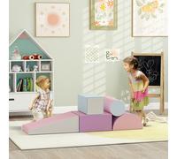 HOMCOM Blocs souples, ensemble de 5 blocs en mousse pour enfants de 1 à 3 ans, similicuir, Multicolore