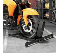 HOMCOM Bloque roue de moto pour pneu avant support de verrouillage réglable sur 14 niveaux pour Ø34-84 cm capacité 816,5kg noir