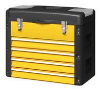 HOMCOM Boîte à outils à 4 tiroirs, caisse à outils en acier thermolaqué avec plateau amovible, 49,7x25,3x40,7cm, jaune