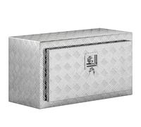 HOMCOM Boîte à outils en aluminium avec serrure à 2 clés, coffre à outils 96 L, résistant et imperméable, boîte de rangement pour pick-up, camping-cars et remorques, 76,2 x 35,5 x 40,6 cm, argent