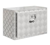 HOMCOM Boîte à Outils pour Camion en Aluminium 60,9x35,5x40,6cm, Argent | Caisse Aluminium Remorque, Coffre de Rangement pour Camion 76L à Texture Diamant, Serrure et Clés, Couvercle Rabattable