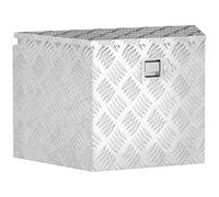 HomCom Boîte à outils pour remorque trapézoïdale en aluminium verrouillable 73,7 x 41 x 46 cm argent