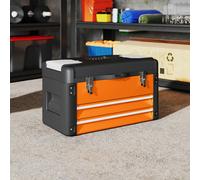 HOMCOM Boîte à outils vide, 49,7 x 25,3 x 28,9 cm Coffre à outils avec tiroir, Mini-Box en acier Orange
