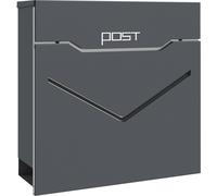 HOMCOM Boîte aux lettres avec compartiment à journaux Boîte aux lettres murale avec fenêtre, 2 clés, boîte aux lettres en acier galvanisé, pour l'extérieur, 37 x 10,5 x 37 cm, anthracite