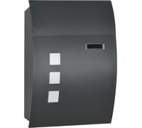 HOMCOM Boîte aux lettres Boîte postale avec couvercle, serrure, boîte aux lettres murale avec fenêtre trou d'eau en acier galvanisé, pour l'extérieur, gris foncé