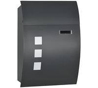 HOMCOM Boîte aux lettres murale avec couvercle, serrure, fenêtre de visualisation, trou d'eau en acier galvanisé, pour extérieur, 32 x 10 x 45 cm, gris foncé