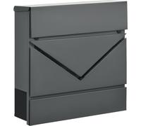 HOMCOM Boîte aux lettres murale avec serrure, couvercle, boîte aux lettres en acier galvanisé, pour l'extérieur, 37 x 10,5 x 37 cm, gris foncé