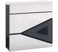 HOMCOM Boite aux Lettres Murale en Acier galvanisé, boîte aux Lettres extérieure verrouillable 2 clés fournis, avec fenêtre, matériel de Montage, Facile à Installer, 37 x 11 x 37 cm, Argent