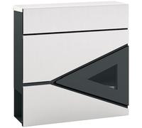 HOMCOM Boîte aux Lettres Murale en Acier galvanisé, boîte aux Lettres extérieure verrouillable avec 2 clés, fenêtre intégrée, matériel de Montage Inclus, Installation Facile, 37 x 11 x 37 cm, Argent