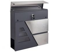 HOMCOM Boîte aux lettres murale extérieure 37x10x37cm Gris foncé