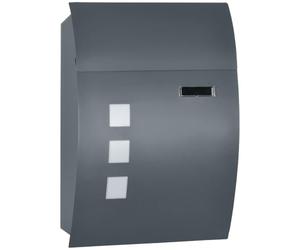 HOMCOM Boîte aux Lettres Murale pour extérieur Gris Anthracite | Résistant aux intempéries, boîte aux lettres moderne, 2 clés, plaque nominative