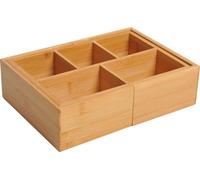 HOMCOM Boîte de rangement Boîte de rangement à tiroirs Organiseur extensible Bambou naturel L24,6 x l17,6 x H7 cm