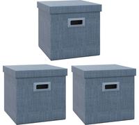 HOMCOM Boîte de rangement, jeu de 3 cubes de rangement empilables, caisse de rangement pliable pour salon, chambre, 30 x 30 x 29 cm, bleu