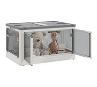 HOMCOM Boîte de rangement pliable et empilable 69L en plastique, caisse rangement cube avec couvercle et 4 roulettes, accès à 5 côtés, pour jouets et livres, blanc
