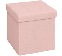 HOMCOM Boîte de Rangement Pliable pour Pouf, Pouf de Rangement en Laine Polaire d'une capacité de 37,6 litres, Tabouret pour Le Salon, la Chambre, 38 x 38 x 38 cm, Rose