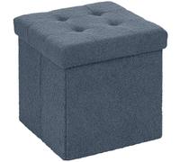 HOMCOM Boîte de Rangement Pliable pour Pouf, Pouf de Rangement en Laine Polaire d'une capacité de 37,6 litres, Tabouret pour Le Salon, la Chambre, 38 x 38 x 38 cm, Bleu