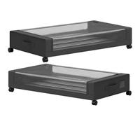 HOMCOM Boîte de Rangement sous Lit à Roulettes, Lot de 2, 40L, Fermeture Éclair, Cadre en Acier, Poignées, 78x44x16cm, Noir