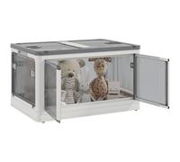 HomCom Boîte de rangement 99L pliable et empilable, couvercle, 4 roulettes, accès 5 côtés, blanc