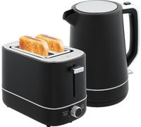 HOMCOM Bouilloire Grille-pain Set 2200 W 1,7L Bouilloire, Grille-pain 2 disques, 6 niveaux de brunissage, réchauffage et décongélation, Set petit-déjeuner avec filtre anticalcaire & compartiment à mie