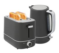 HOMCOM Bouilloire Grille-pain Set 2200 W 1,7L Bouilloire, Grille-pain 2 disques, 6 niveaux de brunissage, réchauffage et décongélation, Set petit-déjeuner avec filtre anticalcaire & compartiment à