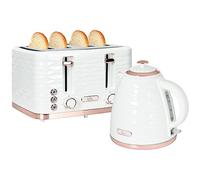 HOMCOM Bouilloire Grille-pain Set petit-déjeuner avec bouilloire de 1,7L, grille-pain 4 tranches, 2200 W, 7 niveaux de brunissage, décongélation, réchauffage et compartiment à miettes, thermostat