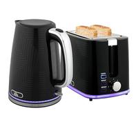 HOMCOM Bouilloire Toaster Set Acier inoxydable 1,7L Bouilloire 2 disques Toaster 2200W Set petit-déjeuner avec thermostat Otter, 7 niveaux de brunissage, décongélation, réchauffage, compartiment à