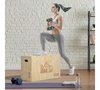 HOMCOM Box jump pliométrie 3 en 1 appareil boîte à saut musculation fitness & crossfit plyobox pour box training 40/45/60 cm en bois