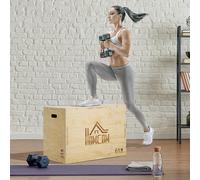 HOMCOM Box Jump pliométrie 3 en 1 appareil musculation fitness & crossfit plyobox pour box training 51/61/76 cm en bois