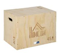 HOMCOM Box jump pliométrie 3 en 1 - Collaboration Aosom.fr x FFHandball - appareil boîte à saut musculation fitness & entraînement croisé plyobox pour box training 40/45/60 cm en bois