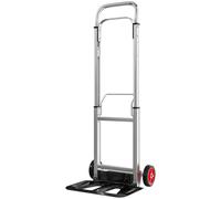 HOMCOM Brouette à Main Pliable en Aluminium Charge 90 kg avec Roues Poignée Télescopique Réglable 40x41x108 cm Argent et Noir