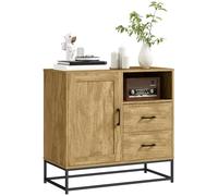 HomCom Buffet effet bois exotique – 2 tiroirs, niche, porte, étagère, poignées métal – Noir
